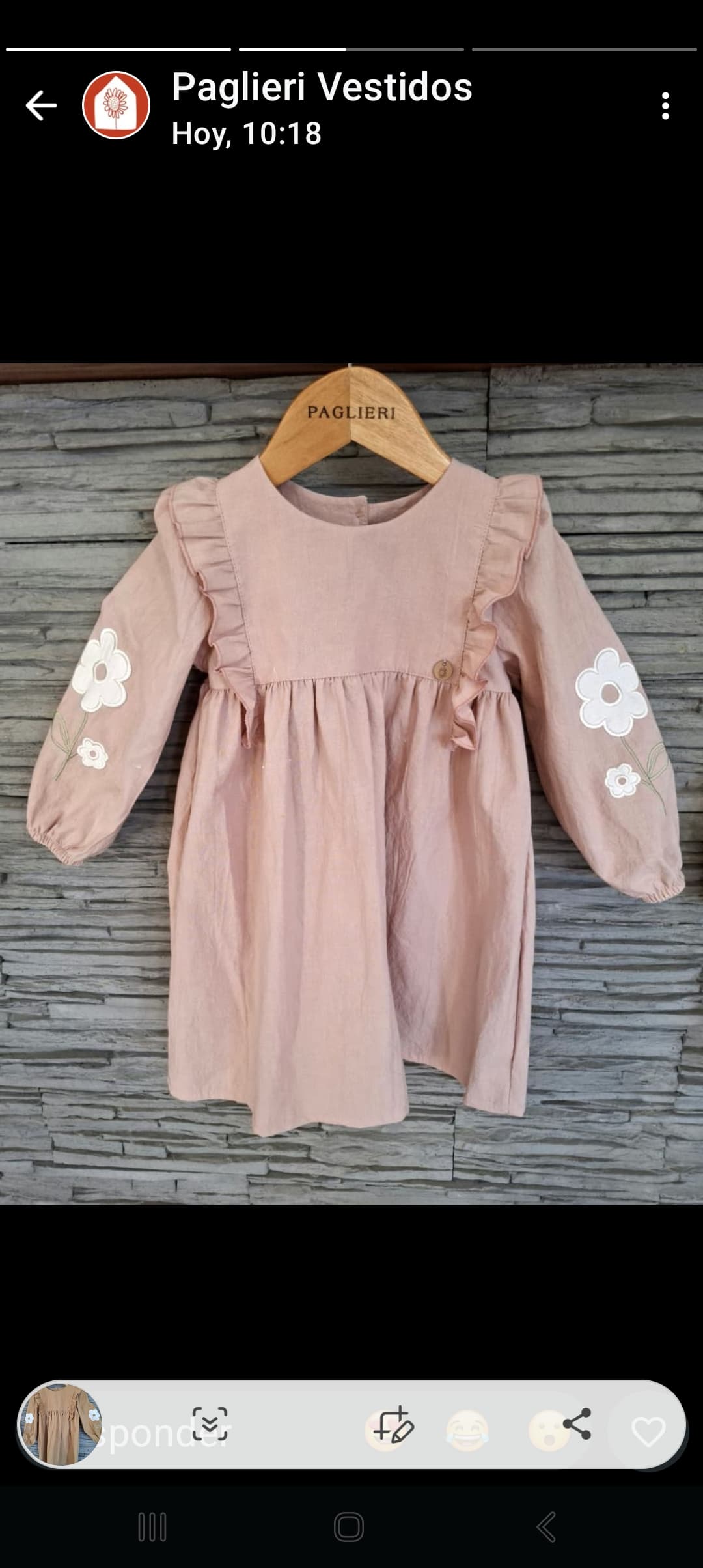 Vestido tusor medio tiempo, ropa de niñas